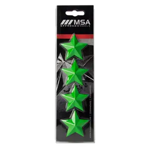 MSA WHEELS INTERCHANGEABLE CENTER CAP GREEN STARS (4PK)
