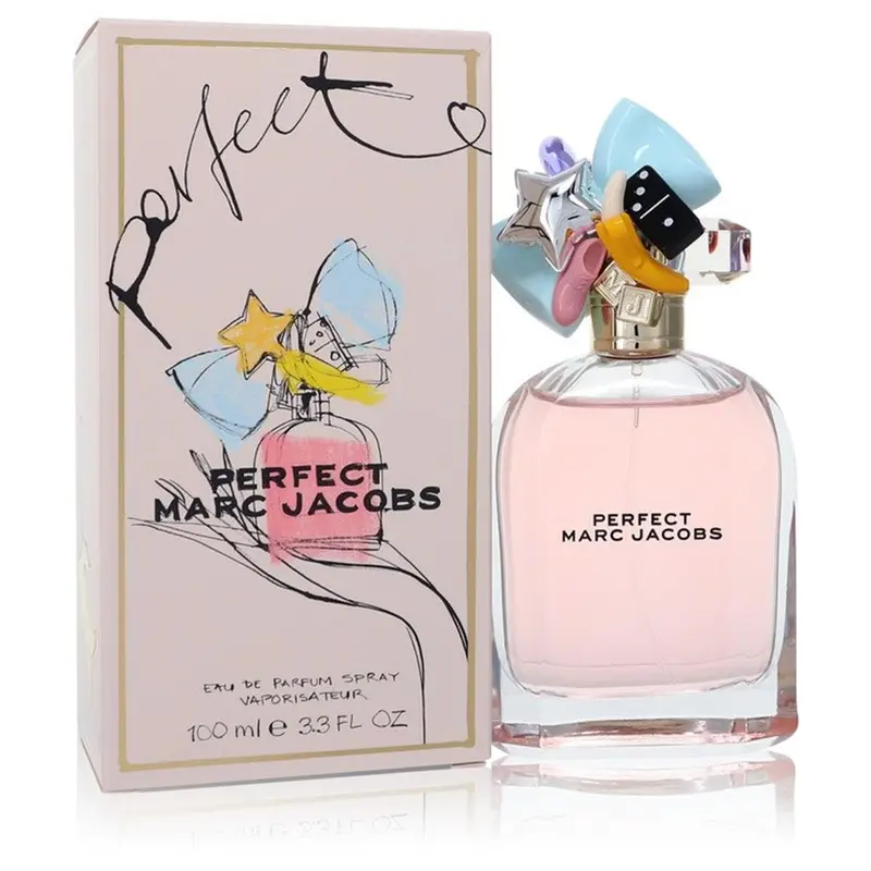 MARC JACOBS Perfect Women's Perfume - 3.3 fl oz Glass Bottle EDP Scents, Aroma Fragrance Floral-Woody Scent with Rhubarb Blend, Almond Milk, Cedar, Flirty Fruity Lift, Elegant Long-Lasting Beauty Product (3-3.9 fl oz)