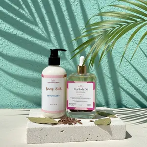 Seychelles Hydration Duo | Dry Body Oil + Body Silk | Woodsy Moisturizing Skin Set| Non Greasy | Brightening Body Skincare Women