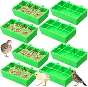 8 Pack No Mess Quail Feeder Trough Removable 8 Slots Hanging Chicken Feeder Bowl Water Trough Food Dispenser Tool for Pigeon Chicks Quail Parrots Duck Bird Poultry Animal
