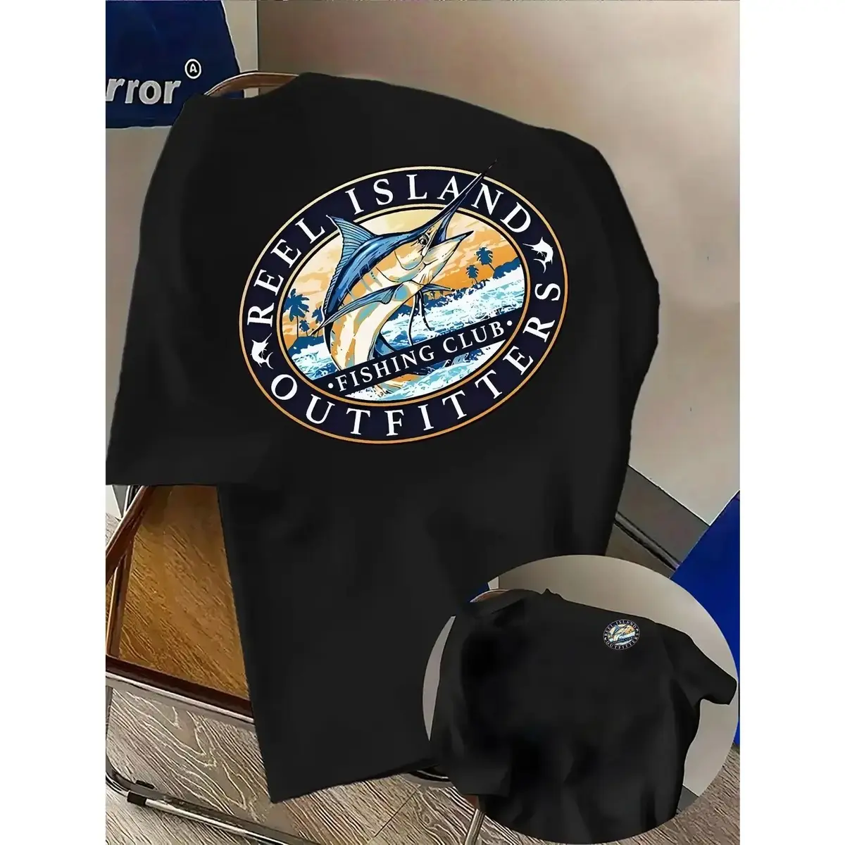 Essential Clean Fit Tee 2026 Oversized Graphic Tee Men's Casual Double-Sided Printed T-Shirt- Blue Marlin Lettering Design- Lightweight and Breathable Fabric, Suitable for Casual Attire and Vacations, , Casual Top, Street Style, Comfortable Fit, Summer Tr