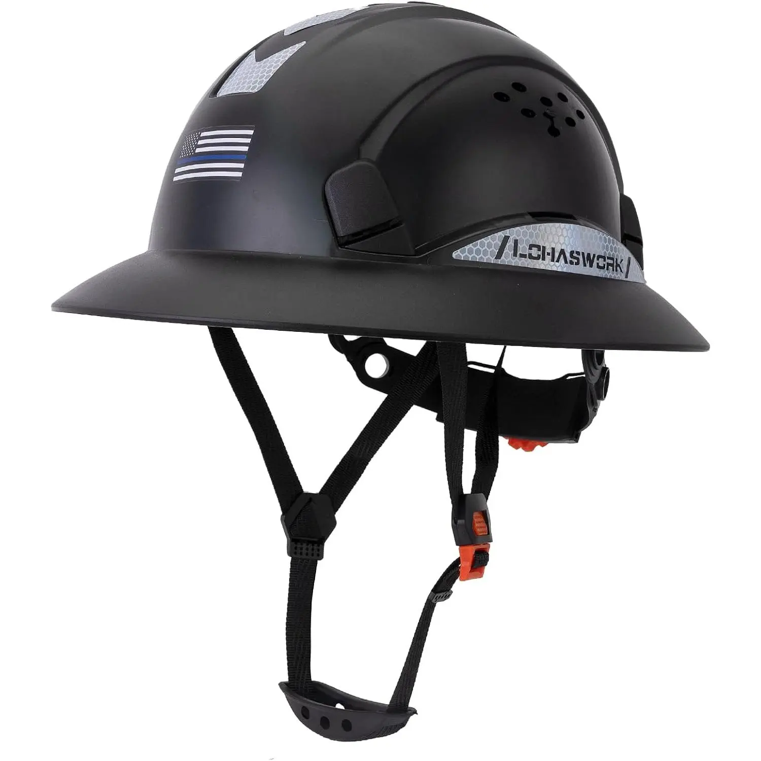 OSHA-Approved Vented Full Brim Hard Hat, ABS Construction Safety Helmet with 20.86-24.80 Inch Adjustable Fit for Road, Logging, Forestry Work (Men & Women), Comfortable Fit