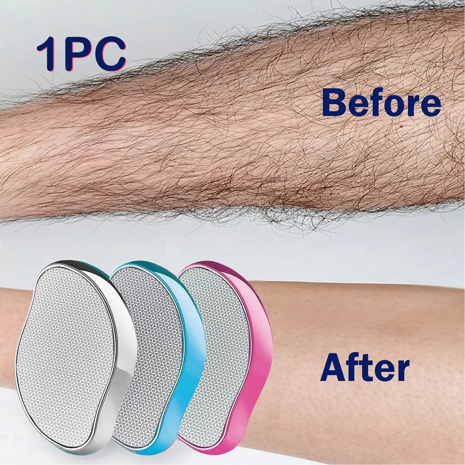 1 PC Crystal Hair Remover for Men and Women - Painless Exfoliation, Reusable and Waterproof Hair Removal Tool, Easy Hair Removal, Body Hair Removal, Blue/Pink/Golden /Purple /Silverfor Smooth Back, Arms, Legs, Hair Remover, Smooth Skin