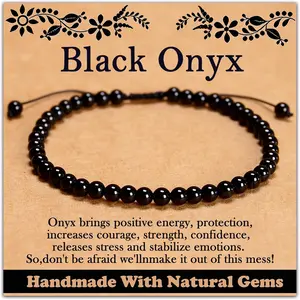 468Handmade Adjustable Natural Gemstone Crystal Bracelet Healing Power Energy Inspirational Gifts with Card for Unisex