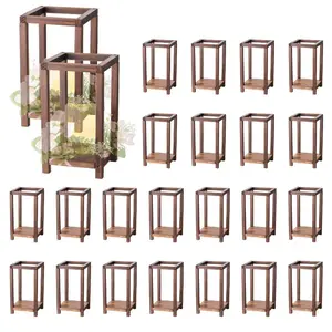 VEVOR 24 Pcs Wooden Wedding Lantern, Cedar Wood and Plastic Wooden Lantern Candle Holder, Rustic Decorative Home Centerpiece Ideal for Wedding Table Party Farmhouse Indoor Decor, Brown