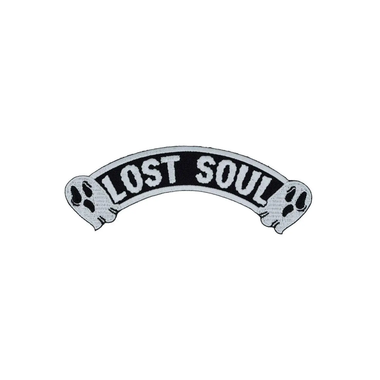 Lost Soul Arched Embroidery Patch - Arched Shape Fabric Patch with Spooky White Ghosts, 6" w x 1" h Iron-On Back Single Sewing & Craft Supply