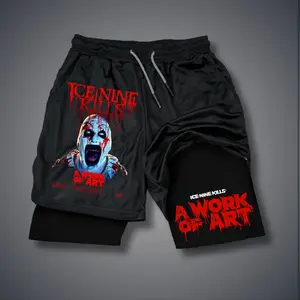 Ice Nine Kills Band Summer Men's Jorts Outfit Graphic Shorts Double-Layer Sports Shorts with Elastic Waistband & Drawcord for Comfortable Wear