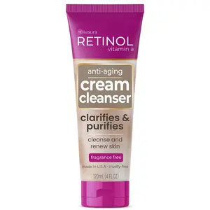 LIVAURA Retinol Anti-Aging Cream Cleanser – Daily Deep Cleansing Facial Wash Exfoliates to Improve Skin’s Texture & Moisturizes for Cleaner, Softer Face – Renewing Vitamin A Minimizes Fine Lines & Wrinkles