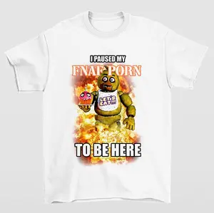 Vintage I Paused My FNAF Graphic Tee Highlighting Nostalgic and Iconic Five Nights at Freddy's Artwork