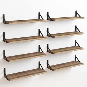 Rustic Wood Wall Shelves Set of 8 for Bedrooms, Living Rooms, Kitchens, Bathrooms & Offices