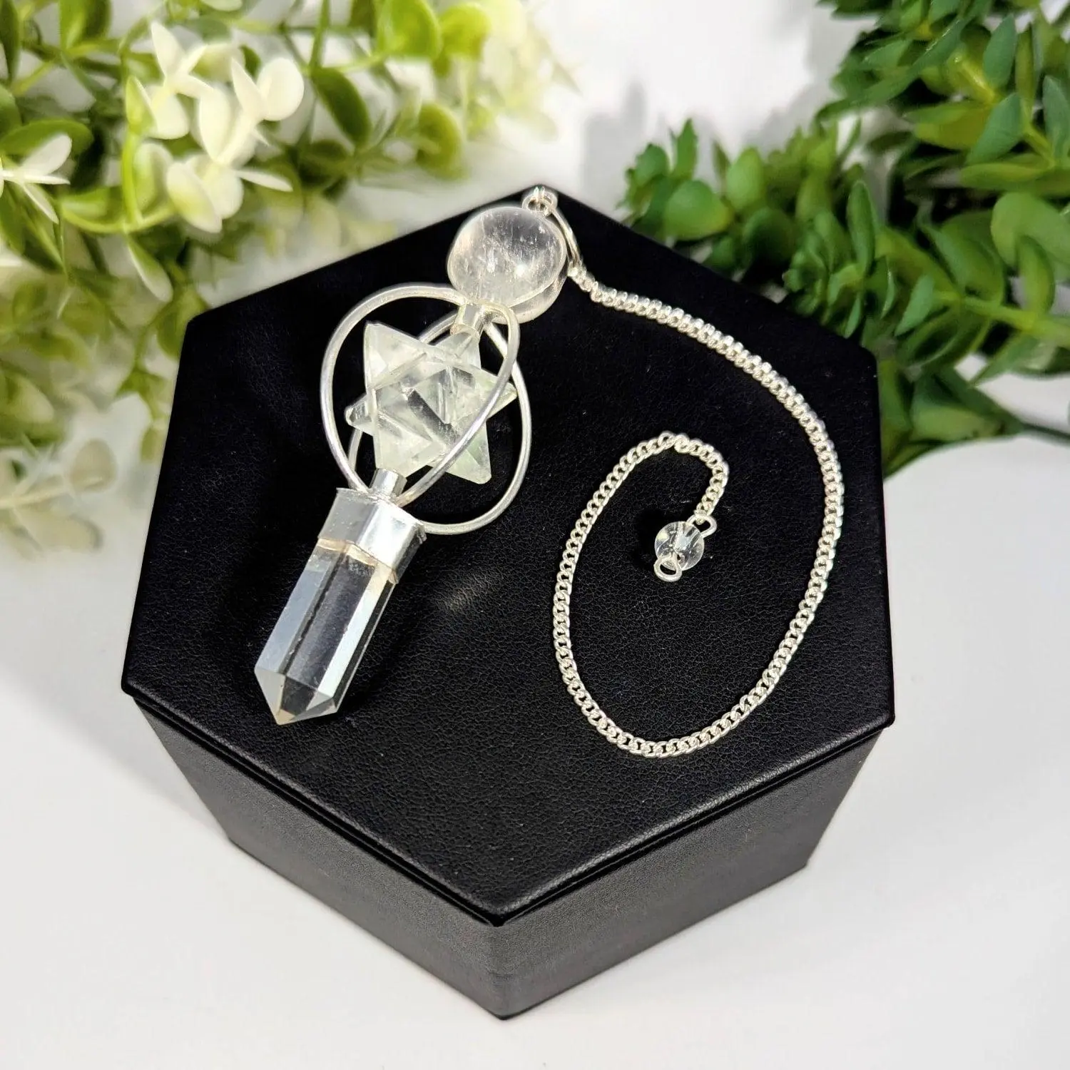Clear Quartz Merkaba and Point Pendulum