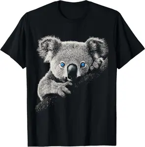 Koala Cute Face Print Animal Lover Motif Blue Eyes Art Koala T-Shirt