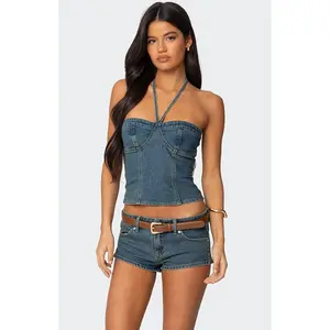 Edikted Women's Jagger Denim Halter Top