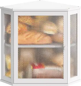 Corner Bread Box Kitchen Countertop  Capacity Farmhouse Bread Box, Corner Countertop Storage, Double Layer Bread Holder (White, )