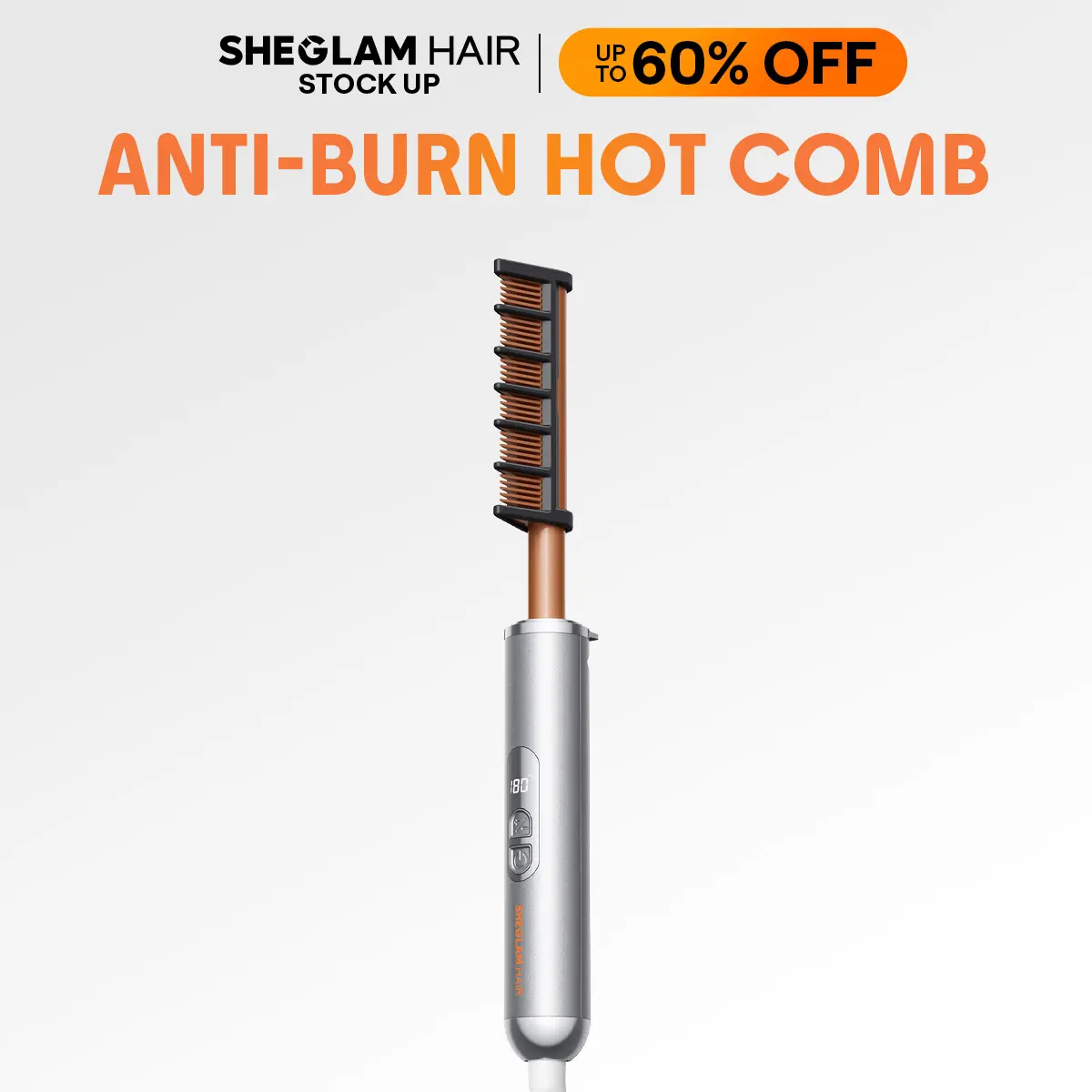 SHEGLAM HAIR Anti-Burn Hot Comb | Electric Hot Comb | 5-Level Temps | Digital Display | 60 Min Auto Shut Off | Anti-Scald Shield | Hot Pressing Brush For Lace Front Wigs #flat iron #straightener