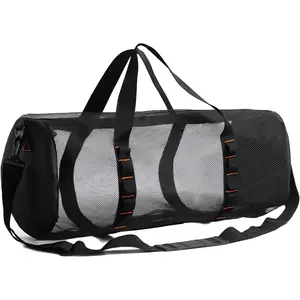 Portable Mesh Duffle Bag 22.8 x 10.6 x 10.6 Inches - Carry Bag with Adjustable Shoulder Strap for Scuba Diving Snorkeling Equipment
