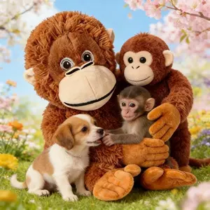 26 Inch Hugging Monkey Plush Toy for Cats and Dogs, Realistic Soft Stuffed Animal, Relieves Separation Anxiety, Suitable for All Breeds