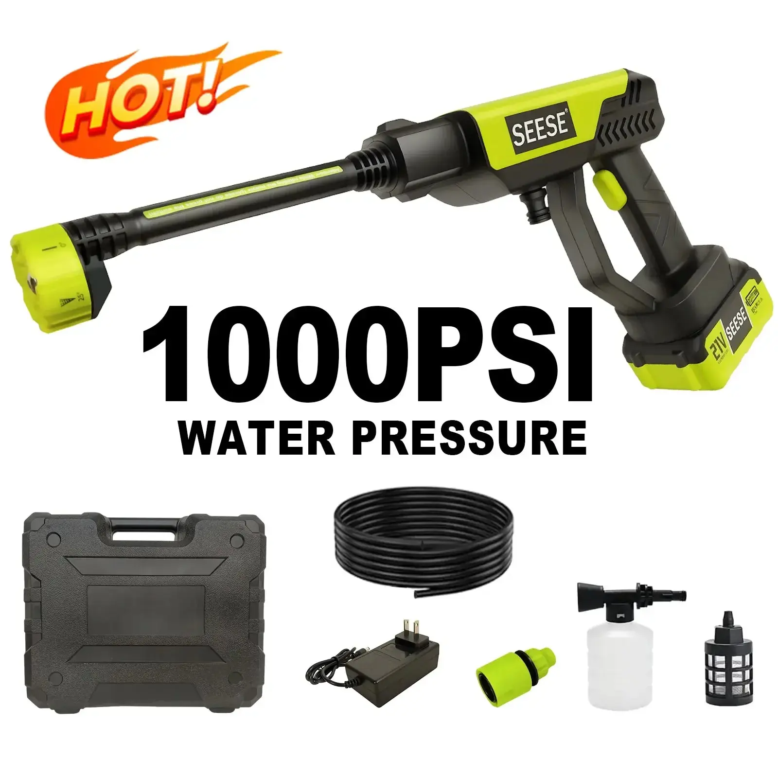 Seese Cordless, Rechargable Pressure Washer Single Port Base, Bottle Portable Washer for Car,Home Cleaning & Garden Watering