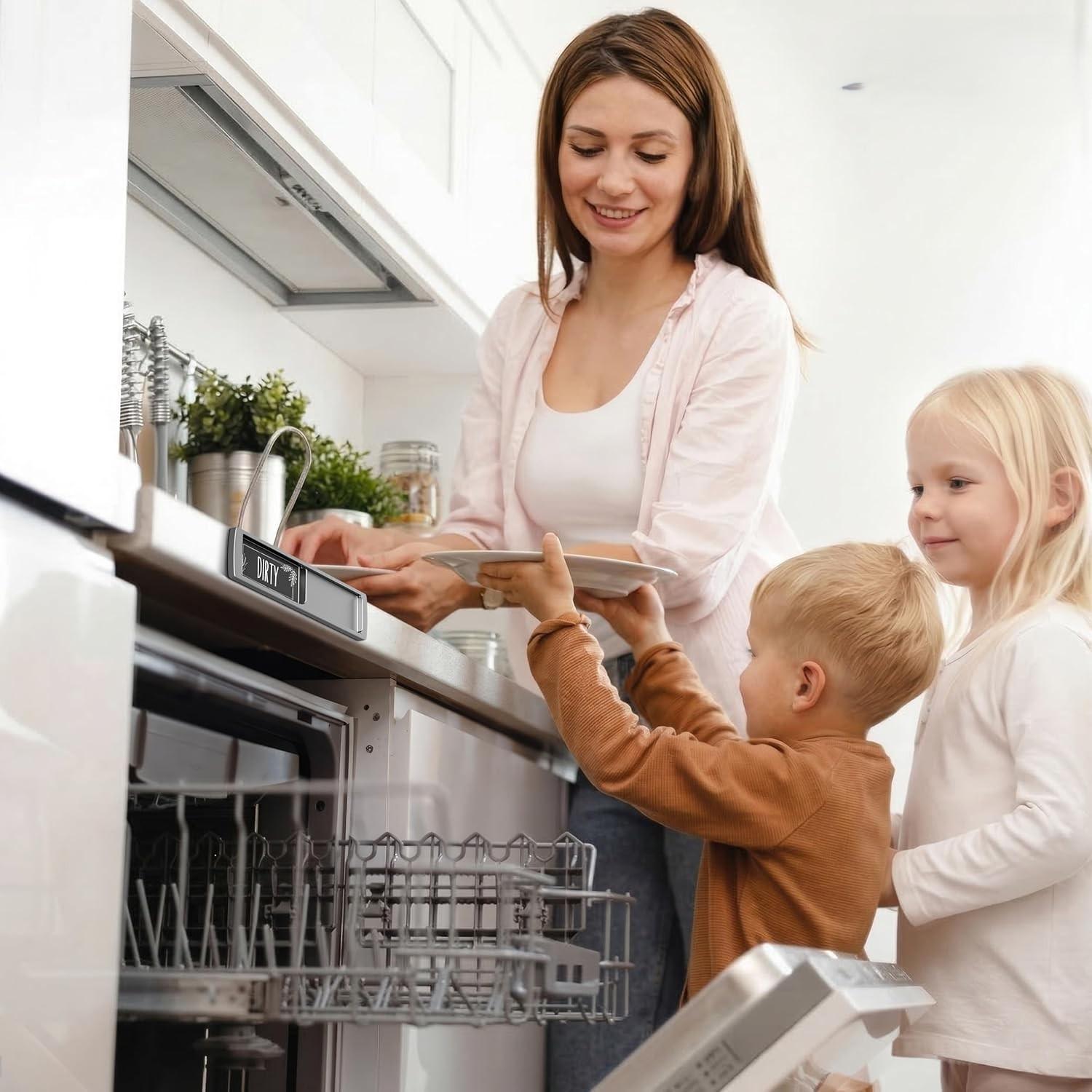 Stylish Clean Dirty Magnet for Dishwasher 7 x 2 Inch - Non-Scratch Dishwasher Magnet Clean Dirty Sign for Kitchen with Sliding Indicator - Promotes Family Routines and Organization