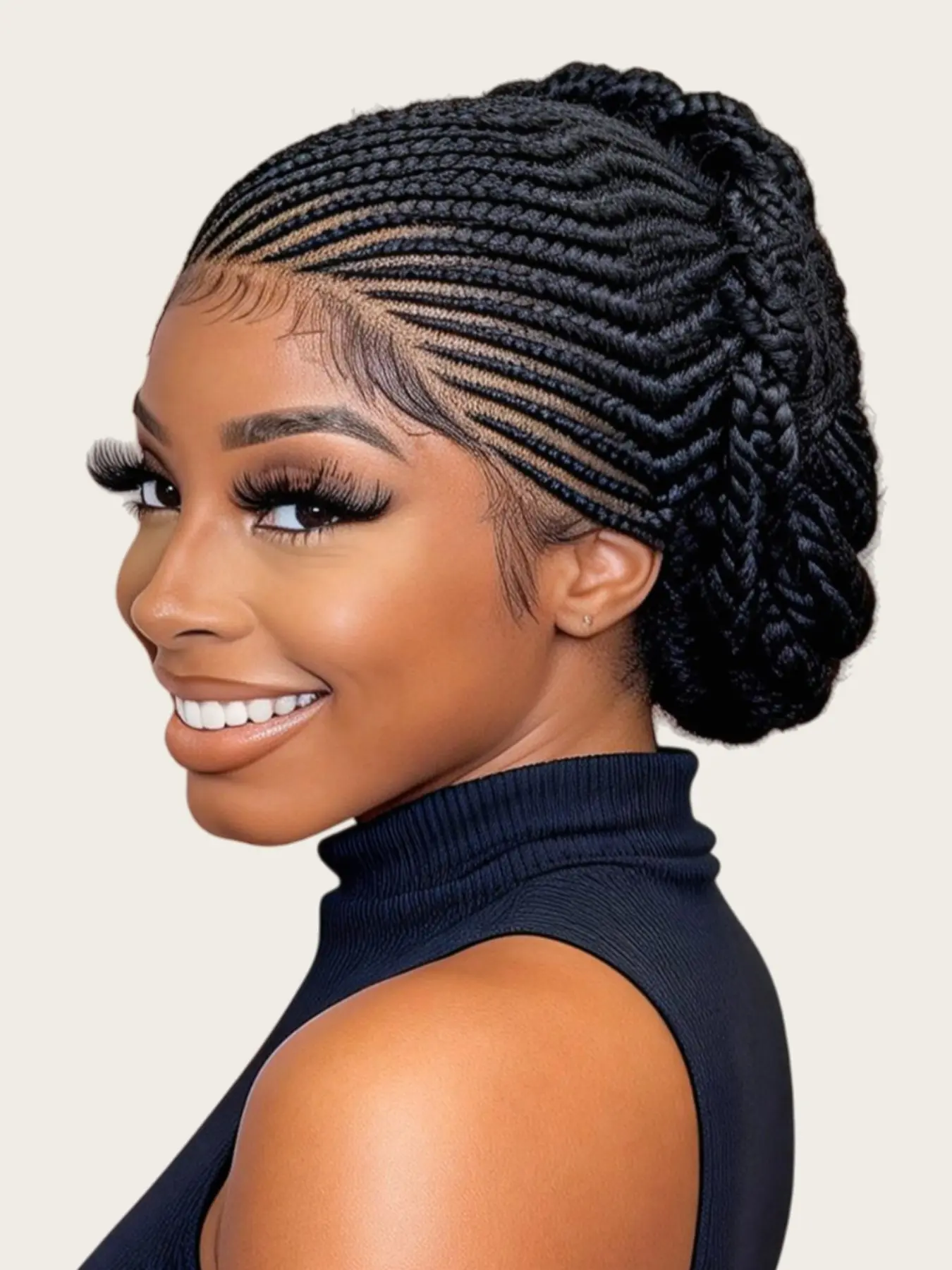 High Quality HD All Lace Braided Wig, Unique Ditch Style Updo Braids, Trendy New Fashion, Perfect Valentine's Day Gift, Synthetic Braided Wig