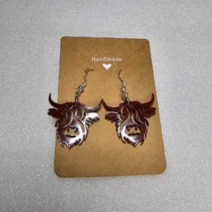 Handmade Acrylic Highland Cow Earrings