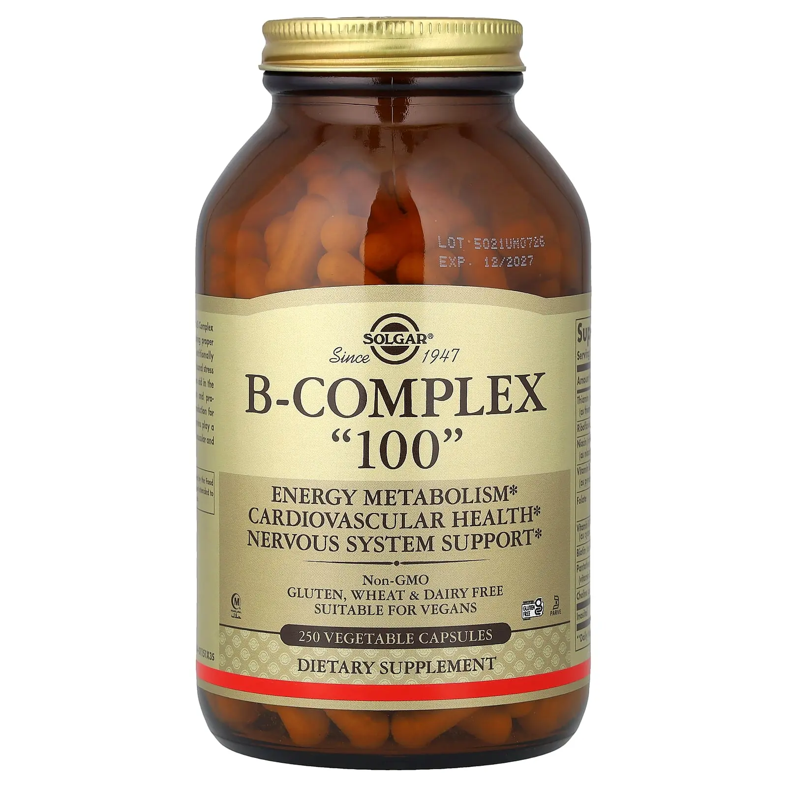 Solgar B-Complex "100", 250 Vegetable Capsules