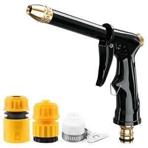 Adjustable Dual Flow Garden Hose Sprayer Nozzle, Copper High Pressure Tip Non-Slip Labor-Saving Water Gun with Full Quick Connect Kit, Rust Resistant for Car Wash, Yard Watering, Pet Shower & Outdoor Household Cleaning