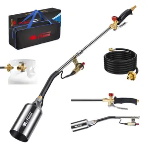 Propane Torch Weed Burner Kit with Storage Bag, Heavy Duty Weed Torch with Automatic Igniter & Turbo Trigger, 10 FT Hose for Weeding, Roofing, Ice Melting – 33"