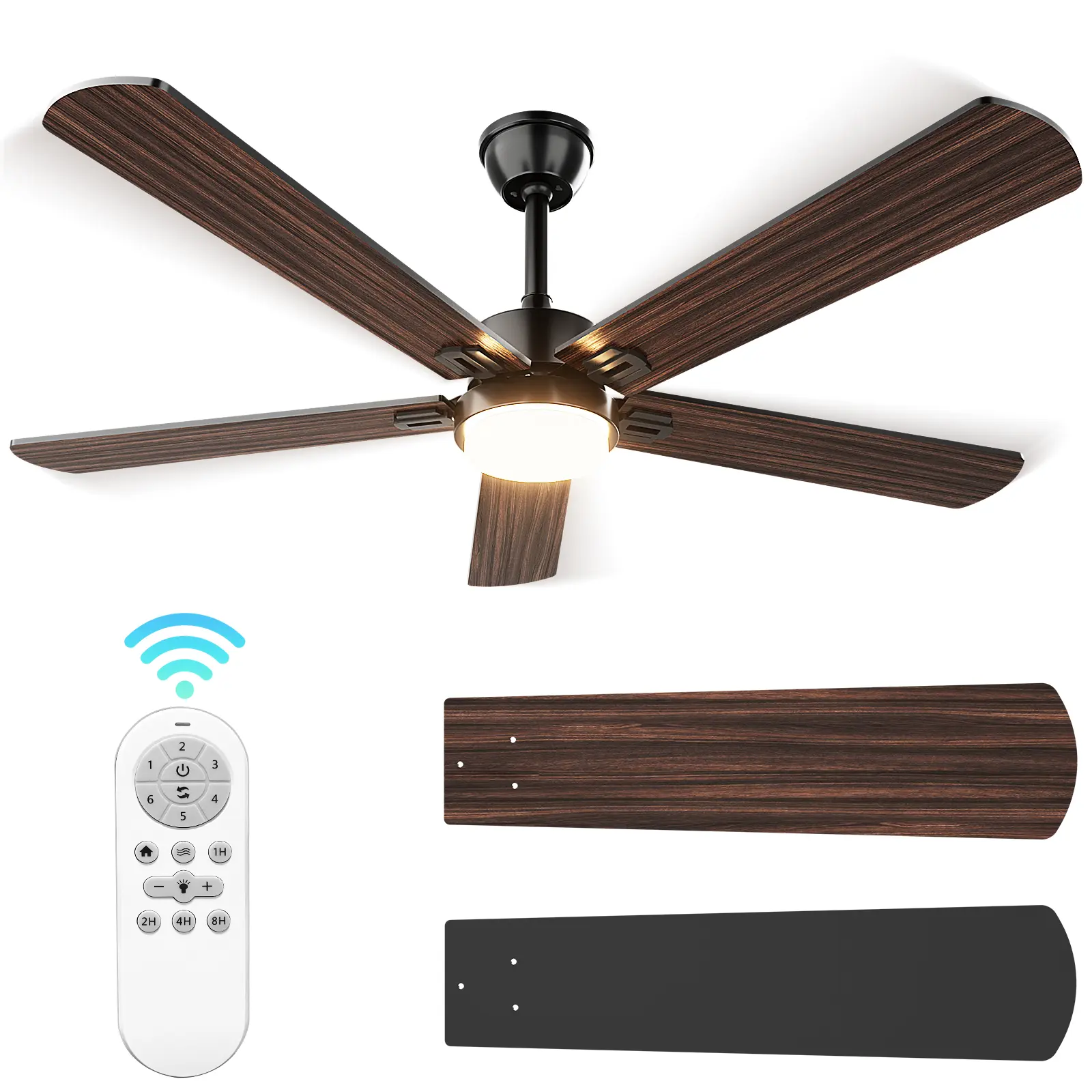 Ceiling Fans with Light and Remote, Bedroom Living Room Library Cafe Outdoor/Industrial,18W 3CCT Dimmable LED,6 Speed Reversible Quiet DC Motor