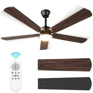 Ceiling Fans with Light and Remote, Bedroom Living Room Library Cafe Outdoor/Industrial,18W 3CCT Dimmable LED,6 Speed Reversible Quiet DC Motor