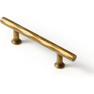 Rhombus Cabinet Handles Antique Brass Drawer Pulls 3" c-c Zinc Alloy Kitchen Cabinet Hardware - 6 Pack Hammered  Brass Bar Cabinet Pulls