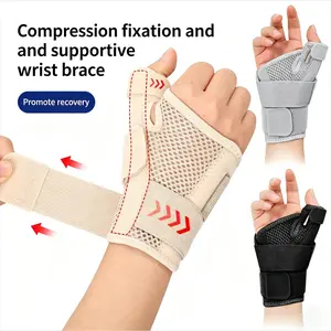 Breathable Wrist Thumb Support Brace with Dual Stabilizer Splints, Adjustable Thumb Protector Guard for Men & Women, Thumb Wrist Wraps for Sports, Fitness, Gym & Daily Pain Relief