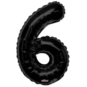 34" Black Number 6 Foil Balloon - The Ultimate Party Backdrop Piece. Code  19688-34