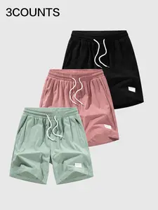 Men's Letter Print Boxer Briefs, Regular Fit Casual Comfy Breathable Short-leg Briefs, Men's Underwear for Summer