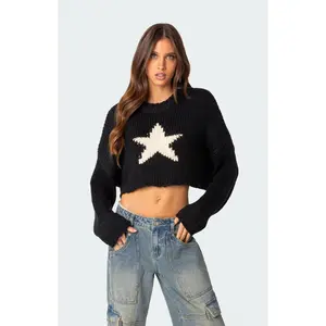Edikted Women's Mega Star Cropped Sweater