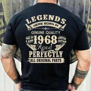 1968 Vintage Birthday Gift Shirt for Men - Legends Were Born in '68 - Dad's 56th Birthday Gift Cotton Fabric