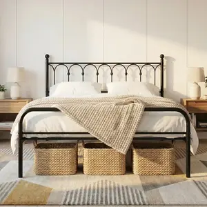 Square Metal Platform Bed Frame Heavy Duty with 11.9" Under-Bed Storage No Box Spring Needed Easy Assembly For Living Room