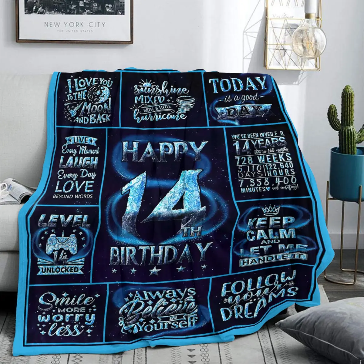 Advanced Birthday Gift Slogan Print Blanket for 14-year-old Boy, Gift Ideas for 14-year-old Boy