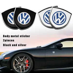 Volkswagen Metal Shield Car Emblem Sticker, Fits Golf Tiguan Passat Touareg Polo Arteon ID.4 Jetta Taos, High Gloss, Corrosion Resistant, Self-Adhesive, Vehicle Exterior Decoration
