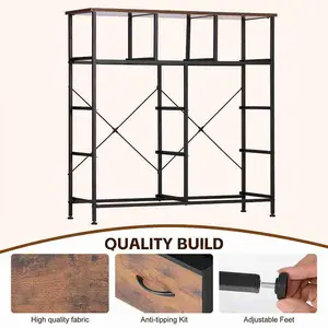 9 Drawers Unit Easy Assembly High Load Bearing Fabric Storage Tower Chest of Drawers for Living Room Bedroom Wood Color