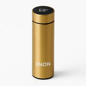 ENON Smart Bottle – Auric Luxe 500ml Stainless Steel Insulated Tumbler with Digital Temperature Display Portable Drinkware for Professionals Athletes & Travelers