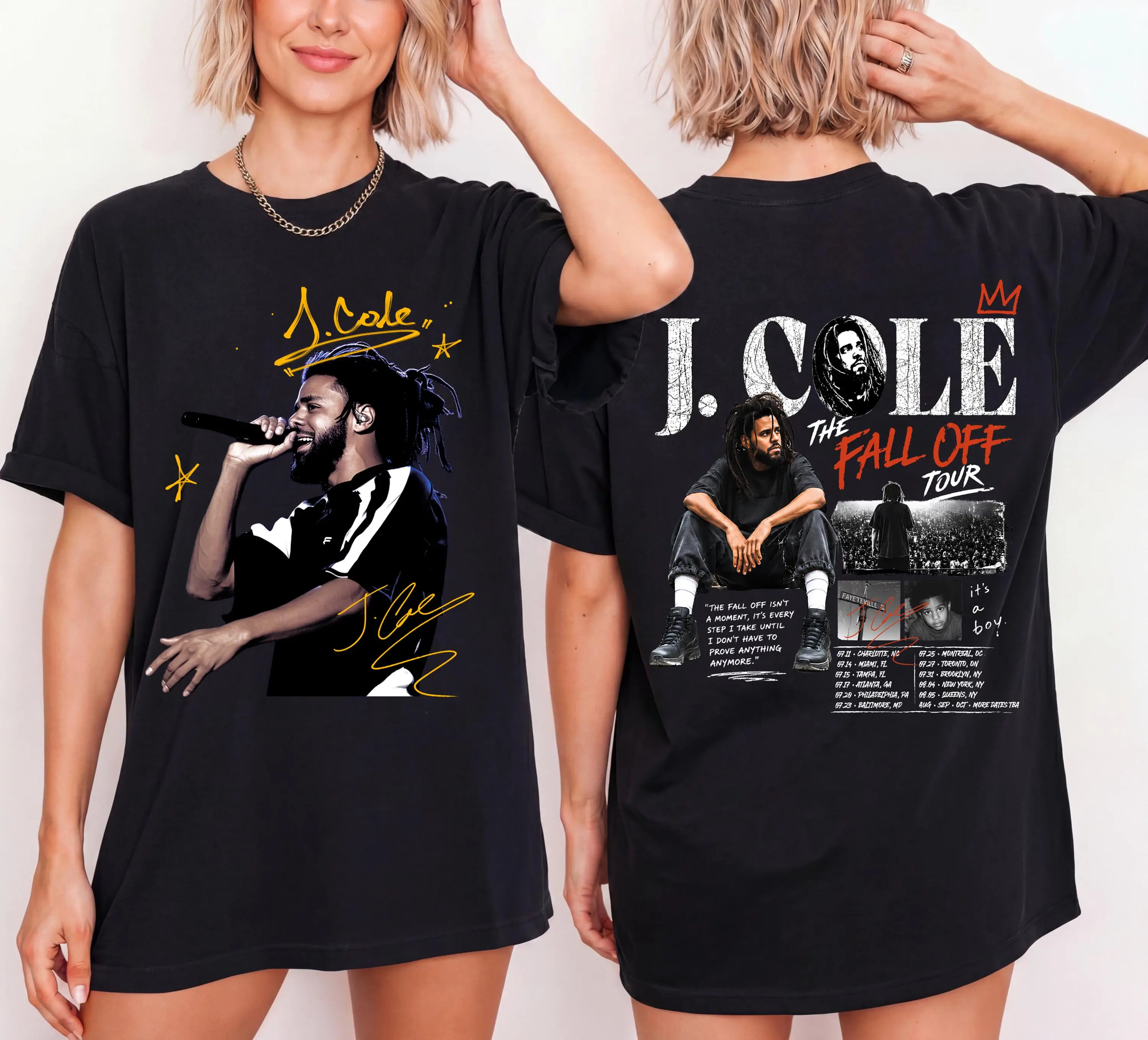 J Cole 2026 Music Tour 2 Sided Comfy Tee Pure Cotton Fabric Casual Crew Neck Short Sleeve Soft-Washed T-Shirt Trendy Tops for Women for Men