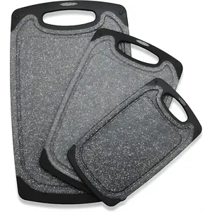 Cutting Boards for Kitchen Set of 3 Large & Small Chopping Boards Dishwasher Safe with Juice Grooves Non-Slip Rubber Base & Easy Grip Handles Durable Food Prep Boards for Meat, Veg & Everyday Cooking