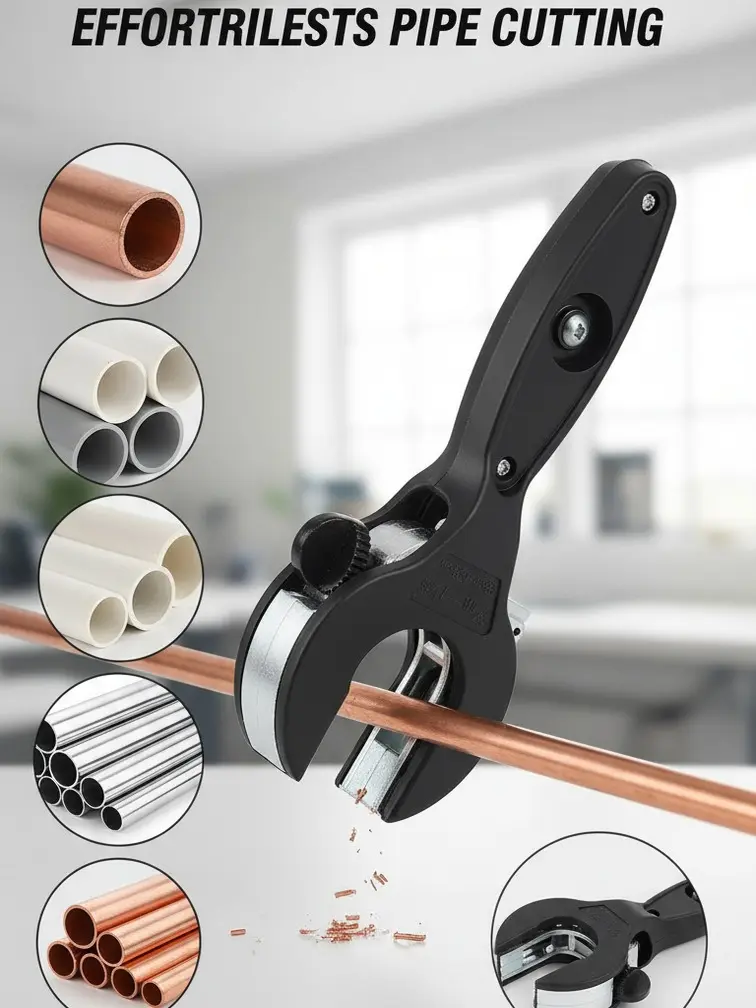 Ratchet-Type Pipe Cutter, Lightweight Handheld Plumbing Work Tool for Copper Pipes, PVC, Aluminum, Steel Tubes, Ideal for DIY Projects, Workshop Use