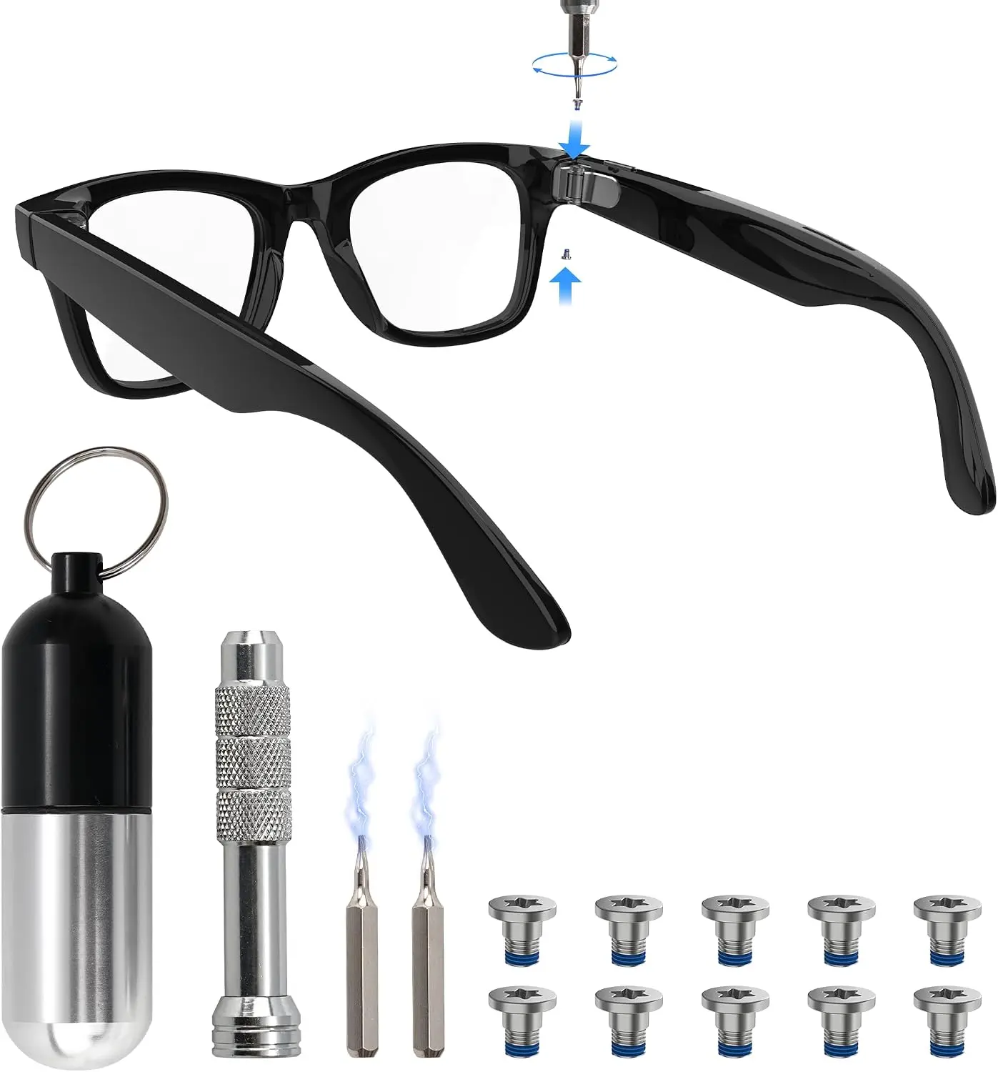 Screwdriver & Screw Repair Kit for Ray-Ban Meta & Oakley Meta Smart Glasses | Portable Magnetic Glass Temple Repair Tool Set for Ray-Ban Meta Gen 2/1, Meta Blayzer/Scriber Optics Gen 2 & Oakley Meta HSTN