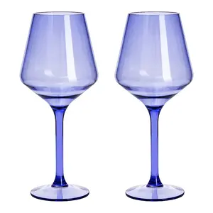 Floating Wine Glasses for Pool (18 Oz | Set of 2) - Wine Glass Set That Float | Shatterproof Poolside Wine | Beach Glass | Outdoor Tritan Plastic Glassware with Stem for Patio, Picnic - Bright Purple