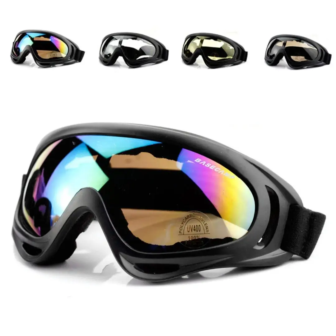 X400 Universal Protective Goggles with Impact-Resistant PC Lens, Windproof Eyewear for Motorcycling & Skiing, Helmet Compatible, Protective Gear, Transparent, Impact-Resist., Offroad, Yellow Lens, Brown Lens