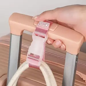 2Pcs Random Color Nylon Multi-functional Luggage Strap, Adjustable Backpack Belt with Release Buckle & Outer Hook, Hands-free Travel Suitcase Band for Outdoor Trip & Storage Organizer