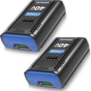 KPM1040A-03 6000mah Replacement for Kobalt 40Volt Max Battery, Compatible with Kobalt 40Volt Cordless Power Tool KB440-03, KM 4040-06, KM-1640-06 (Blue-2PC)