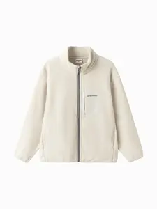 Balabala Kids Fleece Jacket Anti-Static Warm Outerwear Spring 2026 Cozy Everyday Zip-Up Soft Polyester Wind-Blocking Details for Boys Girls